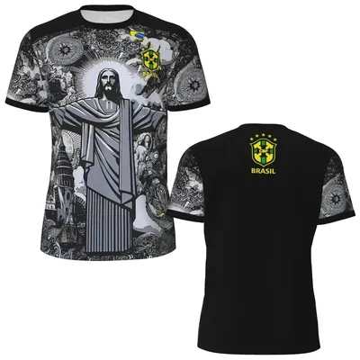 Football Training TShirt Special Edition Brazilian Jesus Redeemer Soccer Tshirt Quick Dry Breathable