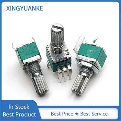 10PCS RK097G Dual 6Pin A10K A20K A50K A100K A103 A203 A503 A104 Audio Amplifier Potentiometer Bend Feet Flower Shaft Length 15MM