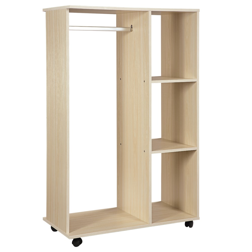 Armoire penderie mobile panneaux de particules chêne clair