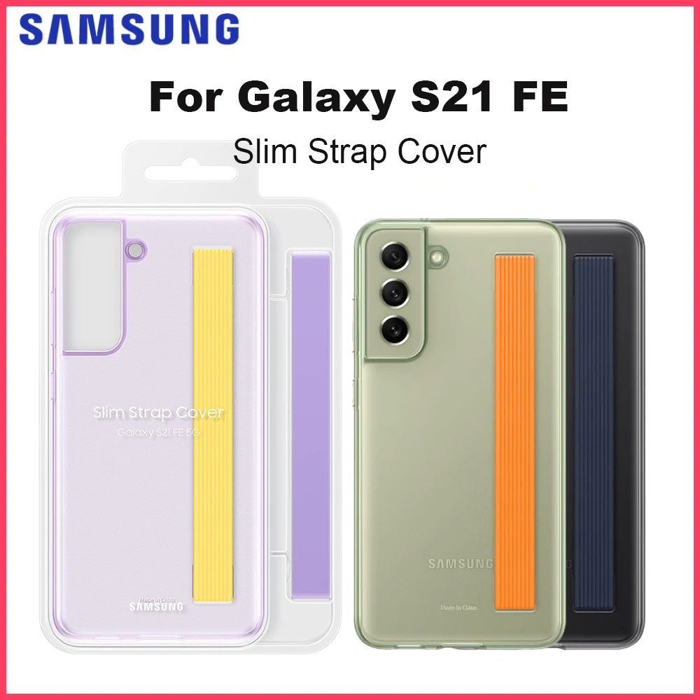 Original pour Samsung Galaxy S21 FE mince sangle couverture antichoc avec sangle Smartphone couverture EF-XG990