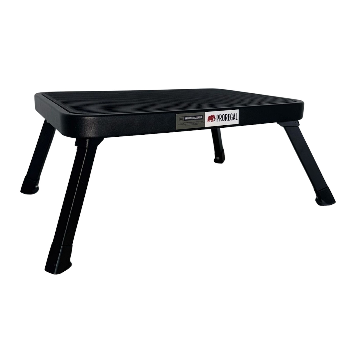 PROREGAL Tritthocker klappbar 18x47x32cm Traglast 150kg Stahl Matt Schwarz Hocker Klapphocker Falthocker Haushaltsleiter Trittleiter Image