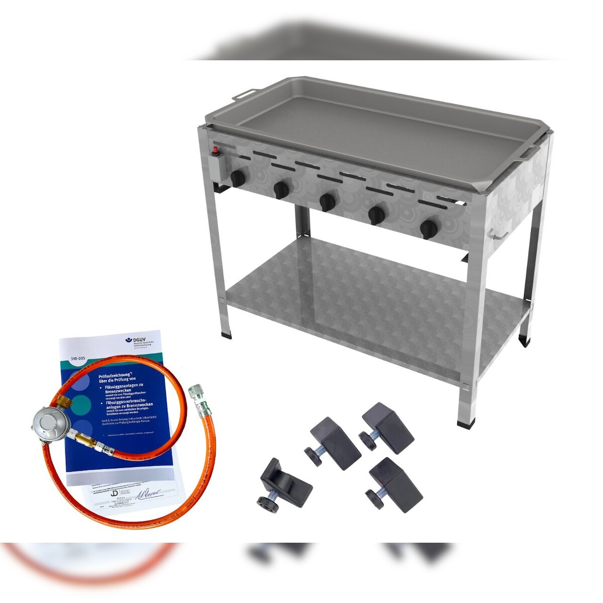 ChattenGlut Gasbräter 5-flammig 18kW Standgerät Stahlpfanne mit DGUV Image