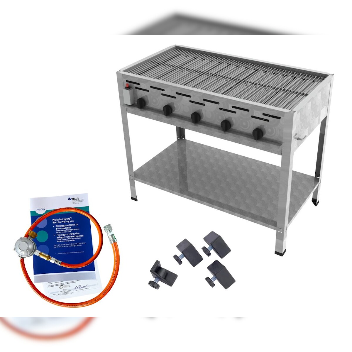 ChattenGlut Gasbräter 5-flammig 18kW Standgerät Edelstahlrost mit DGUV Image