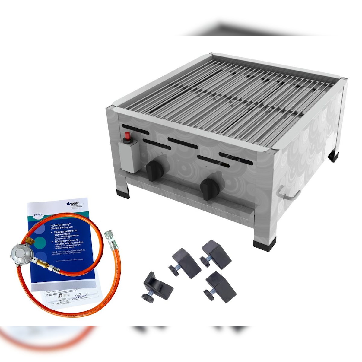 ChattenGlut Gasbräter 2-flammig 9kW Tischgerät Edelstahlrost mit DGUV Image