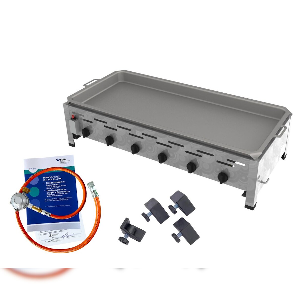 ChattenGlut Gasbräter 6-flammig 27kW Tischgerät Edelstahlpfanne mit DGUV Image