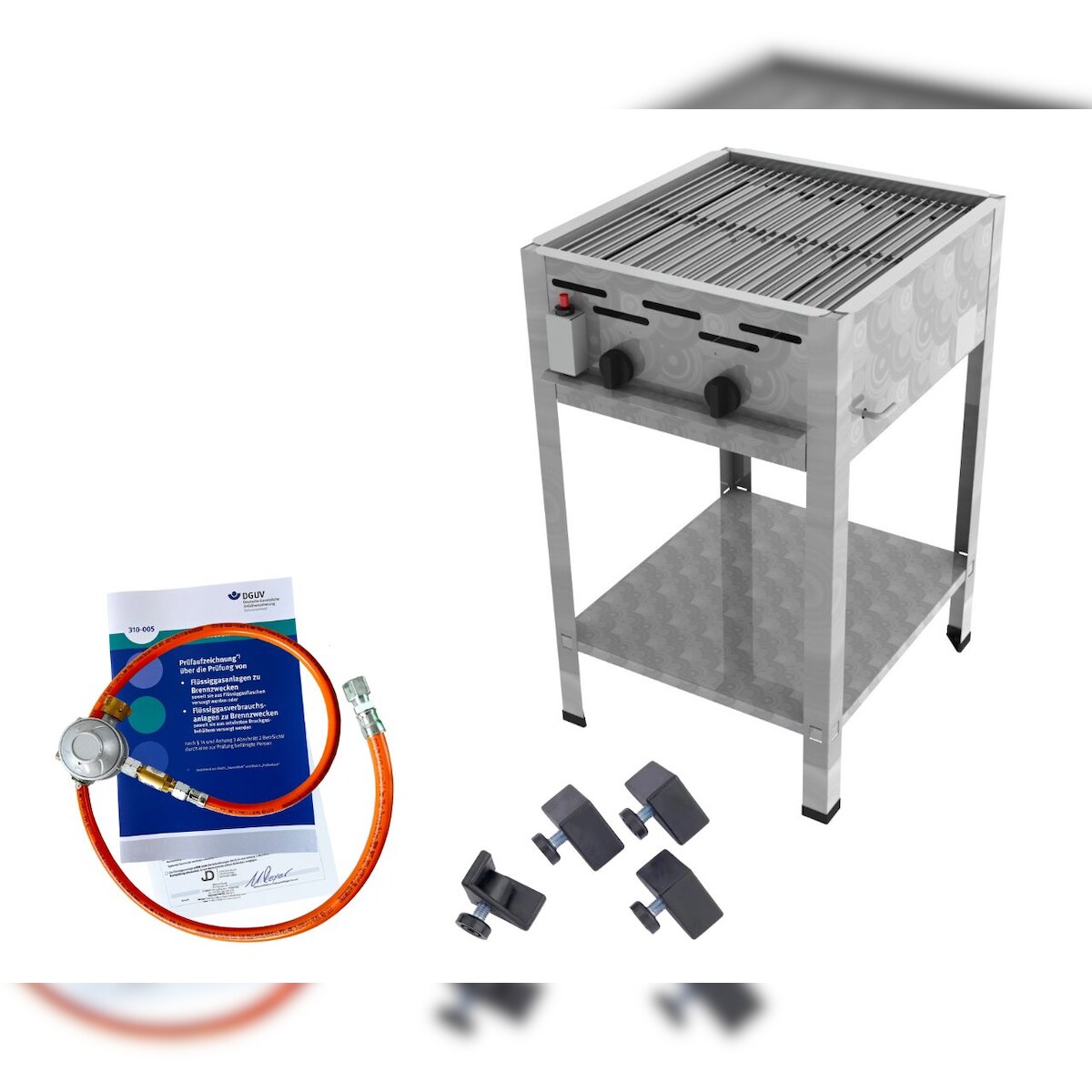 ChattenGlut Gasbräter 2-flammig 7,3kW Standgerät Edelstahlrost mit DGUV Image