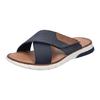 Pantolette RIEKER, Herren, Gr. 46, blau (navy), Lederimitat, Basic, Schuhe, Sommerschuh, Schlappen, Klettschuh, mit Klettriemchen, Topseller