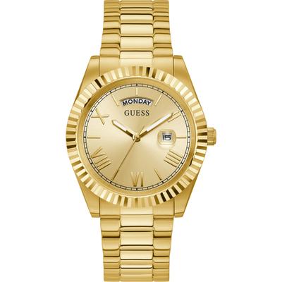 Quarzuhr GUESS "CONNOISSEUR", gold (goldfarben, goldfarben), Armbanduhren, Herren, Armbanduhr, Herrenuhr, Datum, Wochentag, Edelstahlarmband Image