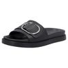 Pantolette RIEKER SPORT, Damen, Gr. 39, schwarz, Leder, unifarben, casual, Schuhe, Sommerschuh, Strandschuh, Urlaubschuh, Hausschuh mit Zierschnalle, Topseller