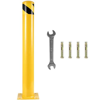 Safety Bollard Safety Barrier Bollard Yellow Powder Coat Pipe Steel Safety Barrier with Anchor Bolts for Traffic-Sensitive Area