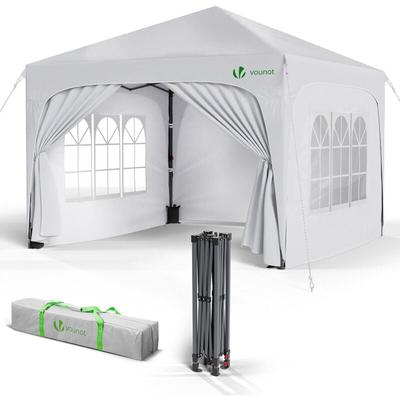 VOUNOT® Pavillon 3x3m mit 4 Seitenteilen & 4 Sandsäcke, Pop Up Faltpavillon, Wasserdicht, Faltbar Image