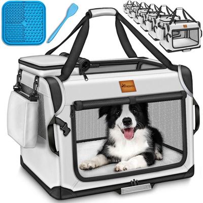 Tresko - Hundebox faltbar Grau (s 50x34x34cm) inkl. Leckmatte, Spatel & Reflektoren Transportbox Image
