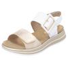 Keilsandalette REMONTE, Damen, Gr. 43, beige (weiß, creme), Leder, Lederimitat, metallic, casual, Schuhe, Sommerschuh, Riemchensandale mit komfortablem Softfußbett