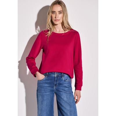 Sweatshirt STREET ONE, Damen, Gr. 42, pink (power berry), Sweatware, 60% Baumwolle, 40% Polyester, unifarben, casual, gerade, Rundhals, Langarm Bündchen, Sweatshirts, im soften Baumwoll-Mix Image