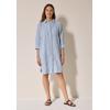Sommerkleid CECIL, Damen, Gr. XXL (46), US-Größen, chambray forever blau, Stoff, 100% Leinen, gestreift, casual, comfort fit knieumspielend, V-Ausschnitt, 3/4-Ärmel Bündchen, Kleider, aus Leinen