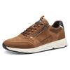 Keilsneaker MARCO TOZZI, Herren, Gr. 44, braun (cognac), Lederimitat, Textil, kontrastfarbene Details, sportlich, Schuhe, Freizeitschuh, Halbschuh, Schnürschuh mit praktischem Reißverschluss