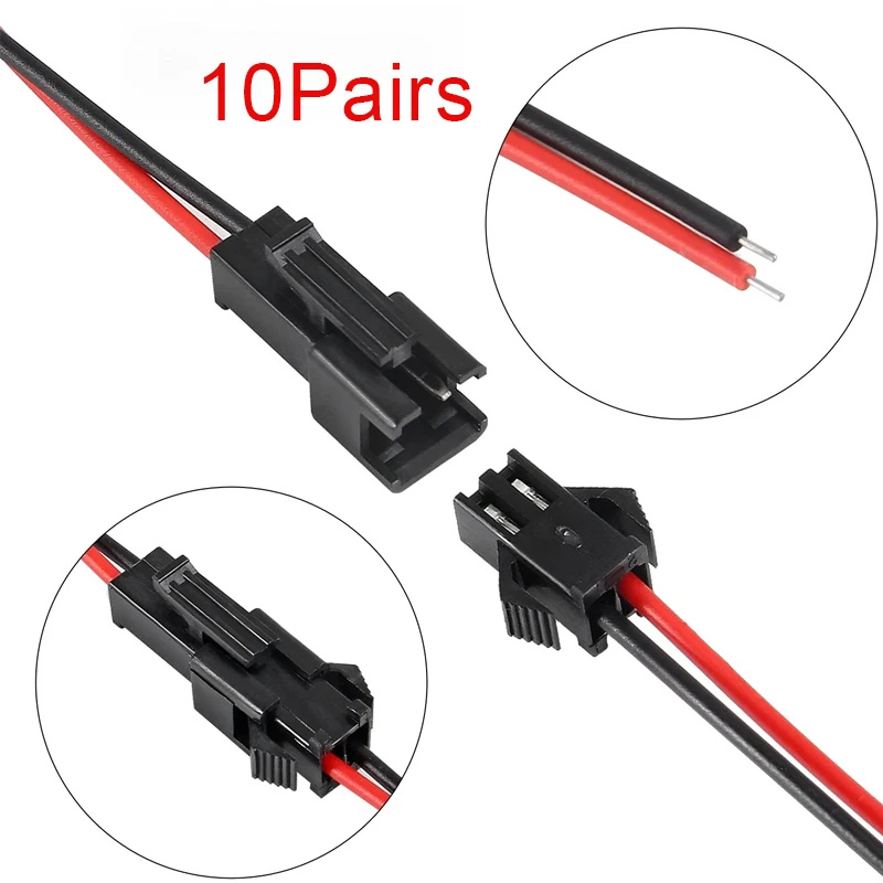 10 Paar 2-polige SM JST 10 cm Kabel-Buchse/Stecker für LED-Streifen RGB 5050 3528 Image