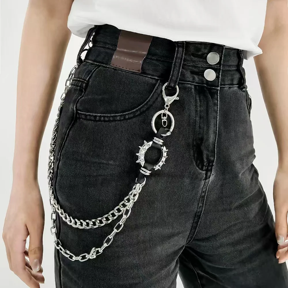 Gun Black Farbe Hip-Hop Hosen Gürtel Ketten Schmuck Zubehör Retro Cool Metal Punk Rock Hip Hop Taille Kette Brieftasche kette Mann Image