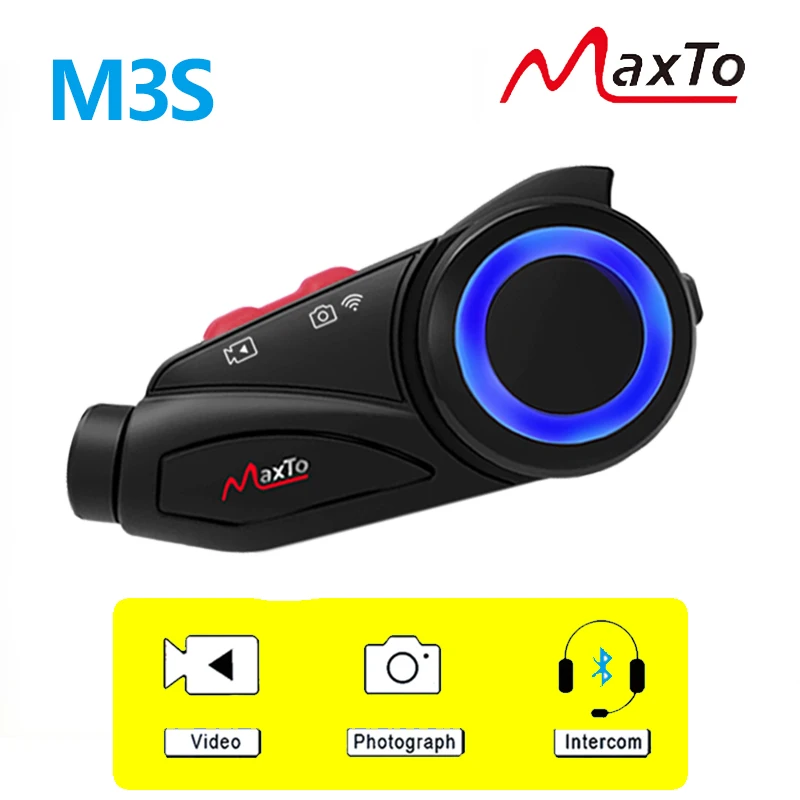 Maxto M3S Motorradhelm-Headset WiFi 1440p Videorecorder DVR Interphone-Objektiv Wasserdichte Bluetooth-Gegensprechanlage Image
