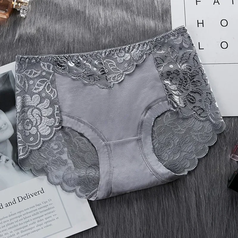 Damen-Unterwäsche aus Baumwolle, sexy Spitze, mittlere Taille, hohl, weibliche Slips, Hip-Lift-Unterhose für Damenunterwäsche, Tomorrow Kau Bang Image