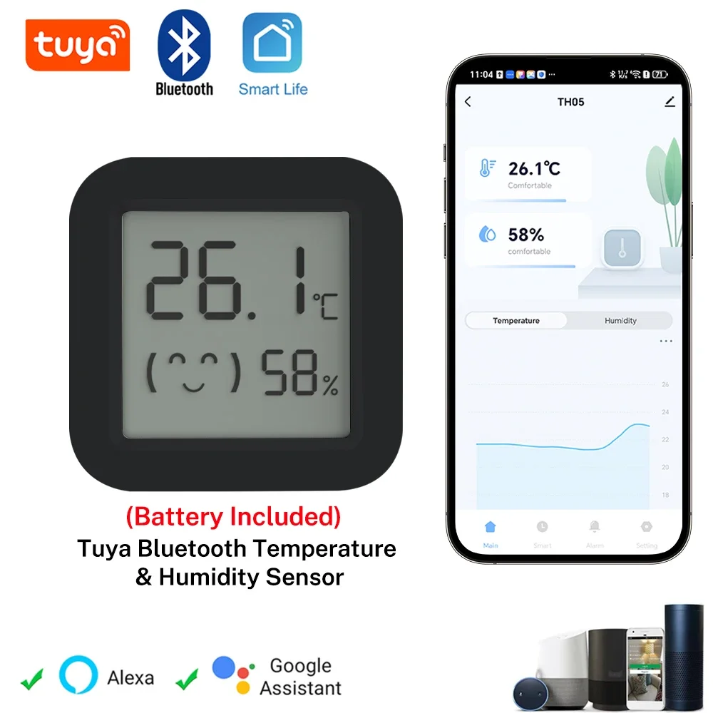 Tuya Smart Thermometer Hygrometer mit Mini-LCD-Display, Bluetooth-APP-gesteuert für die Überwachung der Sicherheit zu Hause Image