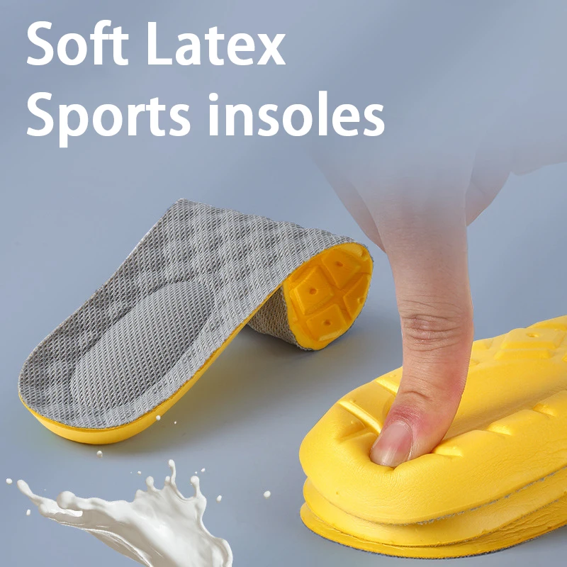 Weiche Latex-Einlegesohlen für Damen und Herren, Outdoor-Sport, Laufen, elastische, stoßdämpfende Sohle, atmungsaktive, geruchshemmende Einlegesohle Image