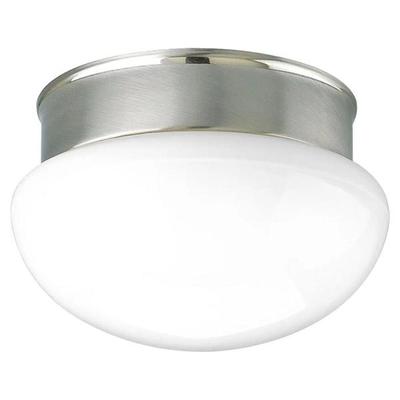 Progress Lighting 135042 - 1 Light Brushed Nickel White Glass Bowl Ceiling Light Fixture (ONE-LIGHT BRUSHED NICKEL FLUSH MOUNT CEILING LIGHT (P3408-09))