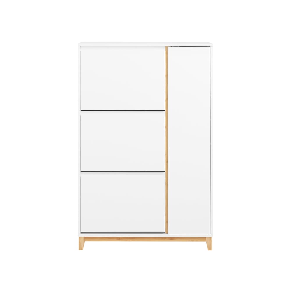 Armoire à chaussures avec 3 abattants et 1 porte effet bois blanc