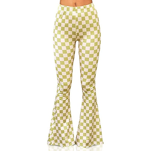 Retro Vintage 1960er Hippie Lange Länge Kumpel Funk Schlaghosen Hippie Disco Druck Tailliert und ausgestellt Kostüm Damen Karnevalskostüm Karneval Alltagskleidung Pride Parade Pride-Monat Erwachsene Image