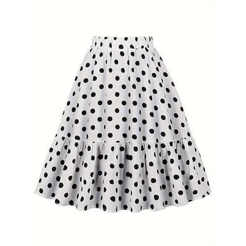 Retro Vintage 1950er Grease-Outfits Rock Rüsche Tupfen Kostüm Damen Maskerade Alltagskleidung Date Junggesellinnenabschiedsparty Erwachsene Hemd Image