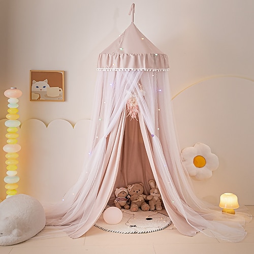 Kinderbett Baldachin Doppellagiger Baldachin für Bett Babyzimmer Babybett Zelt Mückennetz für Mädchen Jungen Image