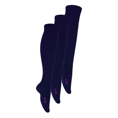 3 Paar Multipack Mädchen Kniestrümpfe aus Bambus | Sock Snob | Plain lange Schule Socken für Kinder - Navy Image