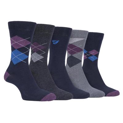 Farah - 5er-Pack dünne, atmungsaktive, klassische Argyle-Muster-Socken aus Baumwolle mit weichem Oberteil - FCS270NVYPUR (Argyle) Image