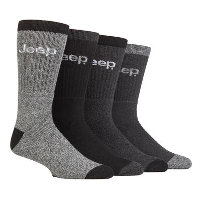 Mens Recycled Cotton Socken | Jeep | 4 Pack dicken Strick voll gepolstert Boot Socken - schwarz / Holzkohle Image
