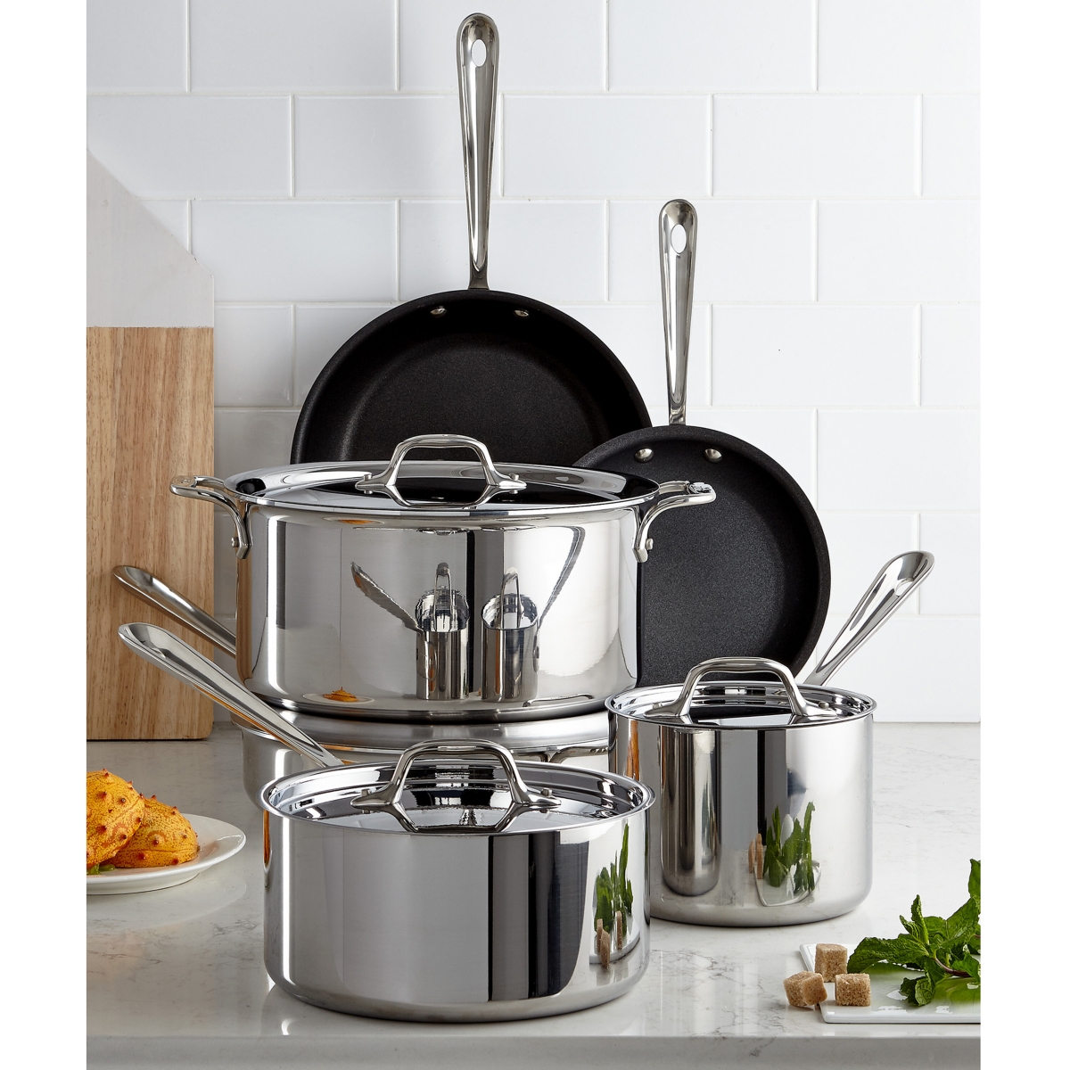 D3 Stainless Steel Pro Nonstick 10-Piece Cookware Set - Stainless Steel