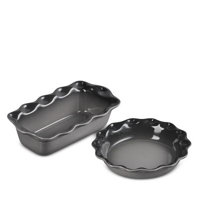 Le Creuset Heritage Stoneware Fluted Pie Dish and Loaf Pan Set - Oyster