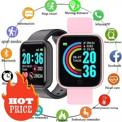 Smart Watch Y68 Bluetooth Fitness Tracker Sports Watch Heart Rate Monitor Blood Pressure Smart