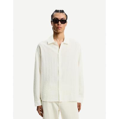 Bershka Textured Long Sleeve Shirt Men Xl Off White