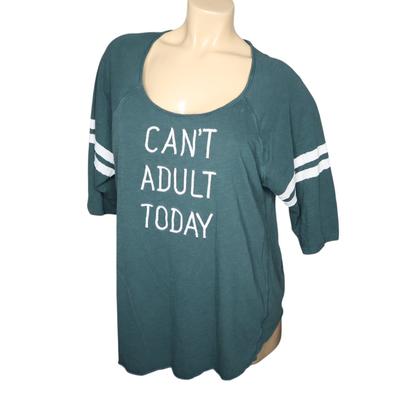 Torrid Tops | Can't Adult Today Graphic Tee By Torrid Size 3 Green With White Text | Color: Green/White | Size: 3j