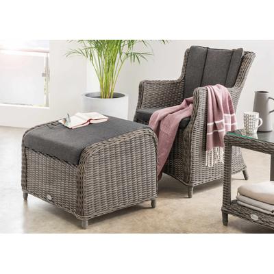 Balkonset DESTINY "Luna Casa", grau (vintage grau), B:60cm H:87cm T:71cm, Polyrattan, Aluminium, Glas, Sitzmöbel-Sets, bestehend aus 1x Sessel, 1xFußhocker, 1x Beistelltisch, inkl. Auflagen Image