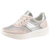 Keilsneaker ARA "NEW YORK", Damen, Gr. 7 (40,5), hellbeige, silbefarben, Velourslederimitat, Lederimitat, Textil, kontrastfarbene Details, metallisierte Fasern, sportlich, Schuhe, Keilsneaker, Schnürschuh in Komfortweite H (= sehr weit)
