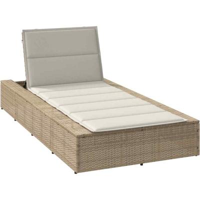 Vidaxl - Sonnenliege mit schwebender Auflage Beige Poly Rattan Image