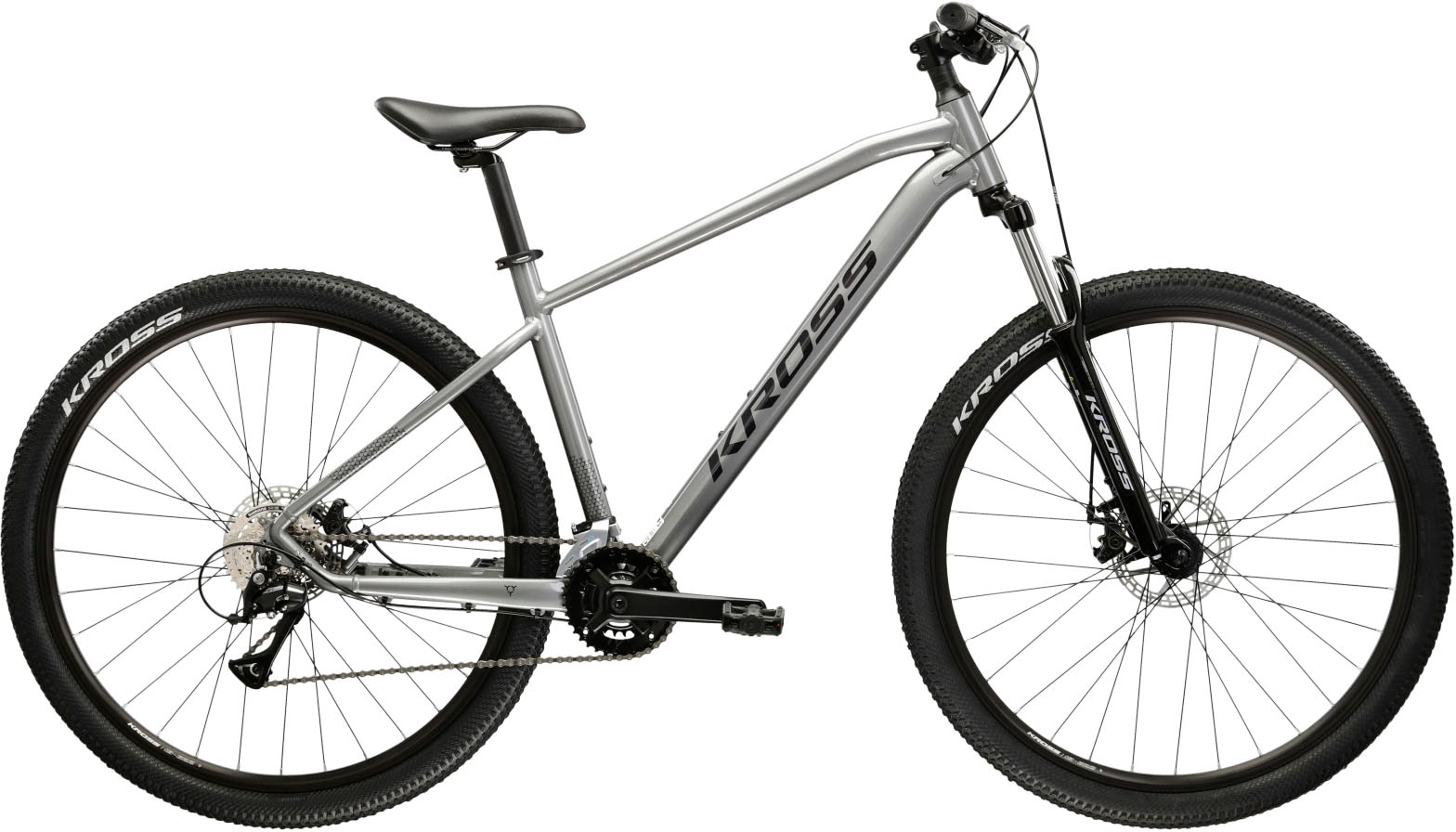 Mountainbike KROSS "Hexagon 3.0" Gr. 38, grau (grau, schwarz), Fahrräder, 38cm, 27,5+ Zoll (69,85cm) hinten: 27,5+ Zoll (69,85cm) Image