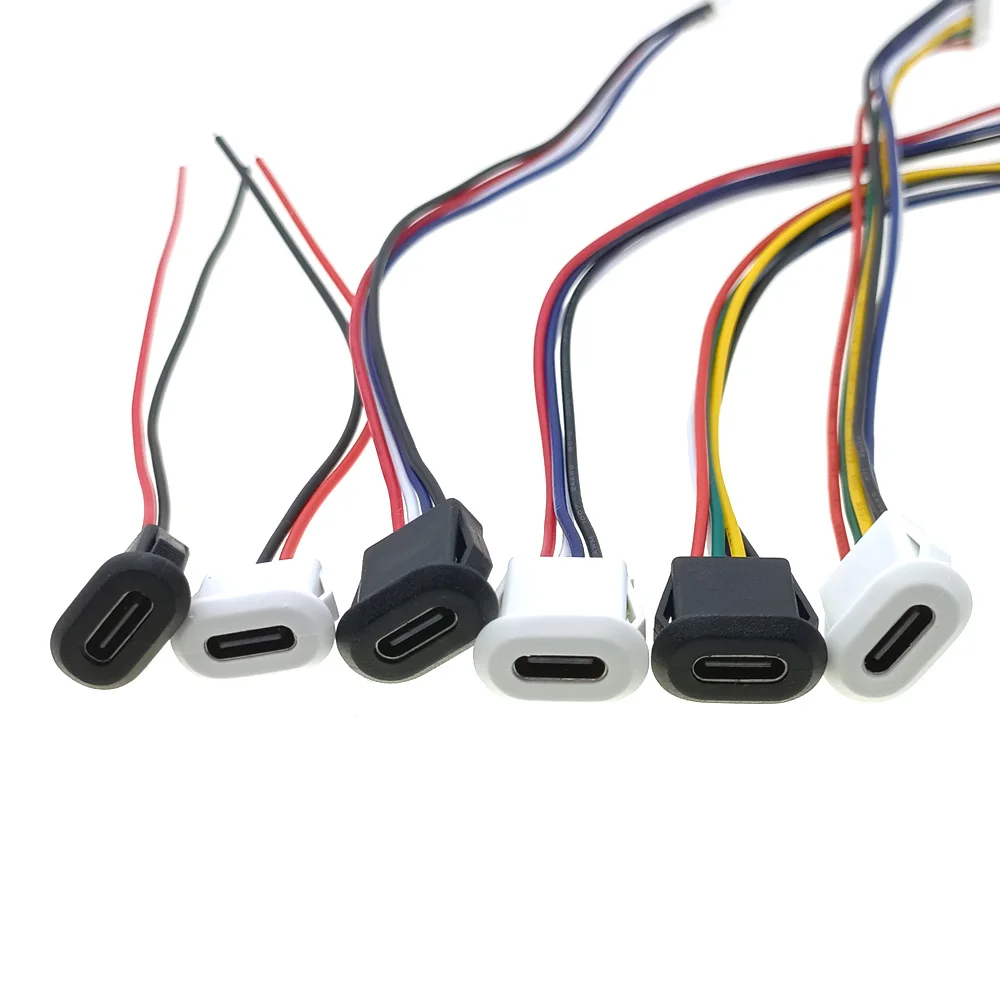 5-10 stücke USB-C 2pin 4pin 6pin Hohe Strom Lade Buchse Mit daten TYPE-C Weibliche Typ C PH2.0 Wasserdichte Buchse Jack Image