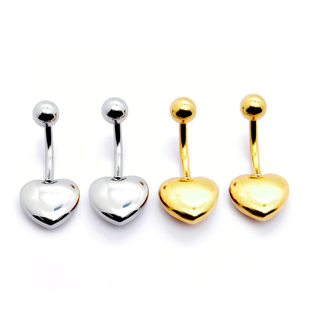 1-5PCS Gold Farbe Chirurgenstahl Herz Bauchnabel Ringe Bauch Ringe Herzförmige Nabel Bauch Ringe Nabel piercing Schmuck Image