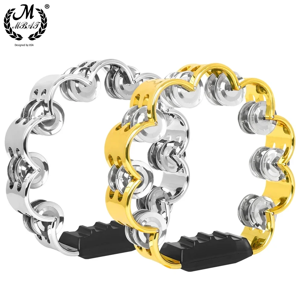 Orff Hand glocke Metall Jingles Doppels chicht Handring Gold Silber Ring Eltern-Kind Kinder Musik Lehrmittel Image