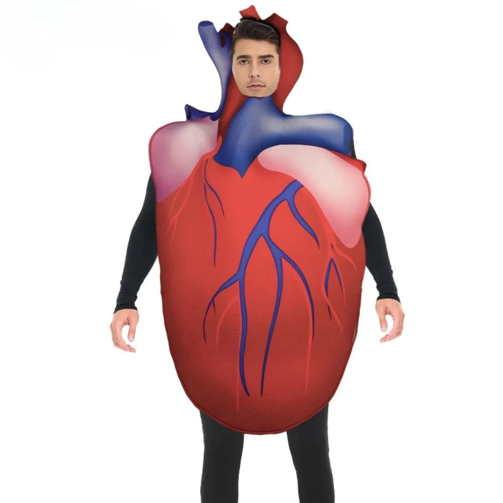 Herz Cosplay Kostüm Fancy Wear Erwachsene Schwamm Karneval Bühne Leistung Oberbekleidung 3D Druck Nationalen Tragen Rote Tag Party Kleidung Image
