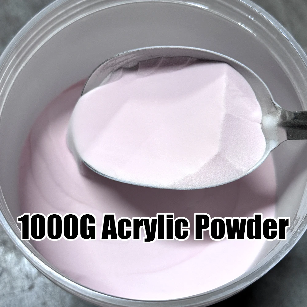 1000G Nude Pink Acrylpulver 3in1 Weiß/Orange/Klar Bulk Crystal Nail Pigment Polymer 1kg EMA Extension/Dip/Carve Nail Powder Image