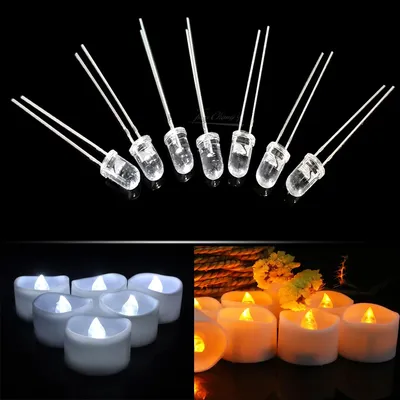 50PCS DIP 3mm 5mm Candle Led Flicker Orange Yellow Light Flickering Leds Flash Blink Led Diode Intermitente Light Lamp Flicker
