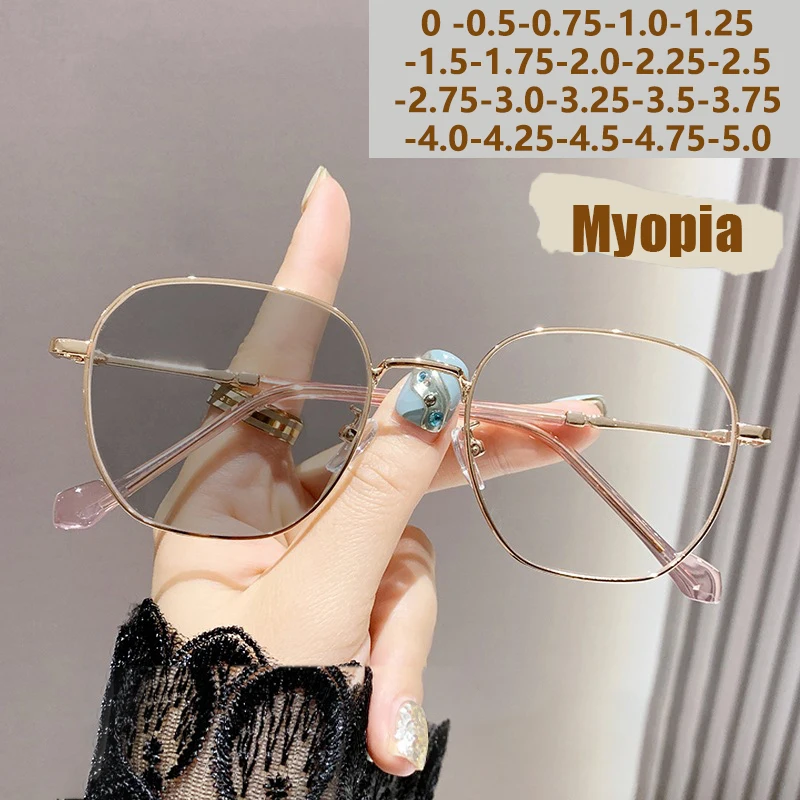 Fotoempfindliche, intelligente, farbwechselnde Brille mit Anti-Blaulicht-Funktion, großem Rahmen, kurzsichtige Damenbrille 9791 Image